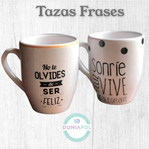 VASO TERMICO CERAMICA CON TAPA SILICONA - FRASES / DORADO - Dunia Pol -  tazas, platos, mates y mas